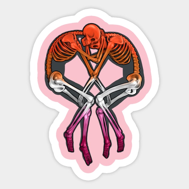 Lesbian Flag Skeleton Love Sticker by jeffective